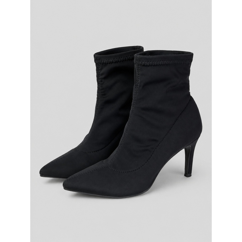 A New Day Sock Boots Women 6.5 Black Stiletto Pointed Toe Textile Ankle Bootie